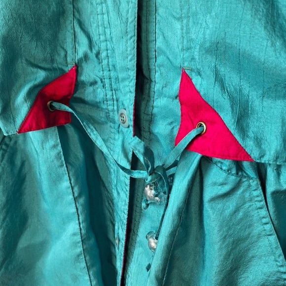 Vintage 80s/90s Retro Bright Teal Windbreaker Women Size 16W - Picture 6 of 10